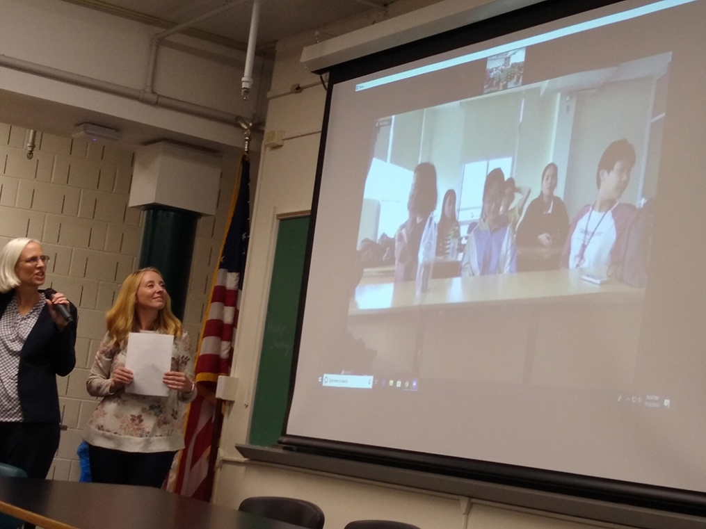 Assistant Provost Dr. Laurel Hester, left, and Dr. Malia Spofford Xavier direct the discussion.